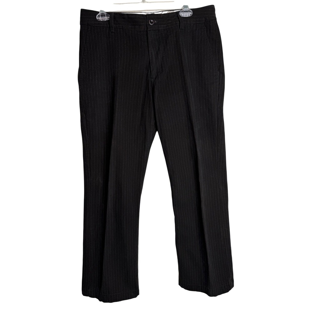 VTG Banana Republic Pinstripe Trousers Mens 32x30 Black Straight Leg Luxury